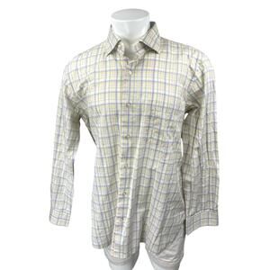 Paul Stuart Men's White Multicolor Plaid Long Sleeve Button Down Pocket Shirt XL